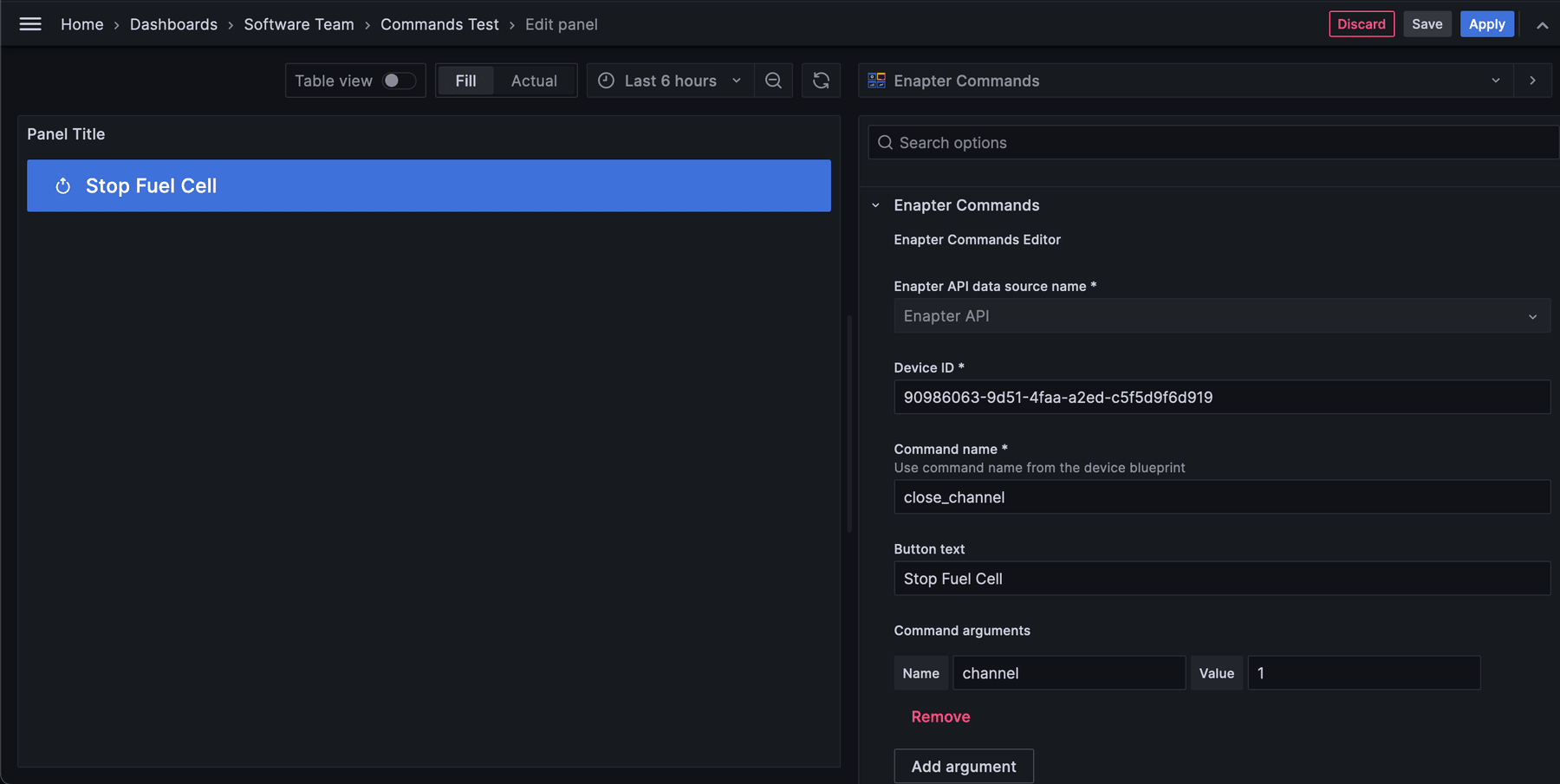 Example dashboard